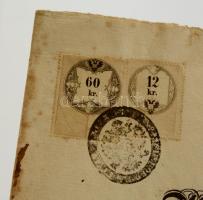 1860 Fegyvertartási engedély felső lövői lakos részére 60+12kr okmánybélyeggel  / 1860 Waffen Pass- ...