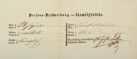 1860 Fegyvertartási engedély felső lövői lakos részére 60+12kr okmánybélyeggel  / 1860 Waffen Pass- ...