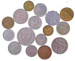 Vegyes 16db-os fémpénz tétel, közte kuvaiti, libanoni, egyiptomi és iráni érmék T:2,2- Mixed 16pcs of coins, including Kuwait, Lebanese, Egyptian and Iranian coins C:XF,VF