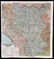 cca 1914 Szerbia háború térképe, 1:1000000, jelmagyarázattal, 49×45 cm