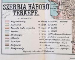 cca 1914 Szerbia háború térképe, 1:1000000, jelmagyarázattal, 49×45 cm