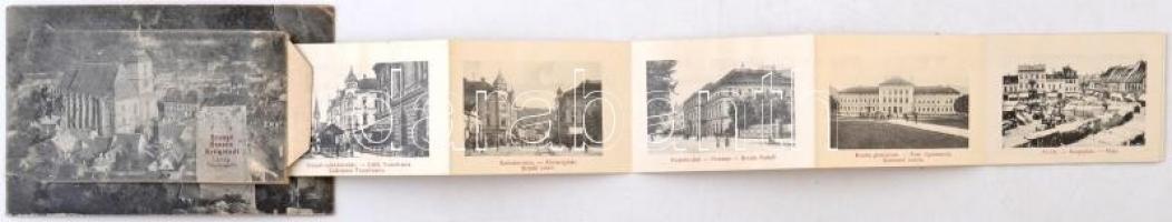 Brassó, Kronstadt, Brasov; városképes leporellólap / town-view leporellocard (fa)