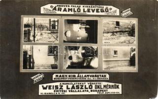 Weisz László okl. mérnök építési vállalata, Budapest, Izabella utca 66.; a képen a MÁV Ferencváros állomási őrháza a fal kiszárítása előtt és után / a Hungarian construction engineering advertisement (EM)