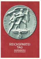 5 db RÉGI német náci propaganda képeslap, Adolf Hitler, Harmadik Birodalom, Reichsparteitag, bélyeg ...