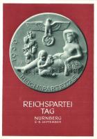 5 db RÉGI német náci propaganda képeslap, Adolf Hitler, Harmadik Birodalom, Reichsparteitag, bélyeg ...