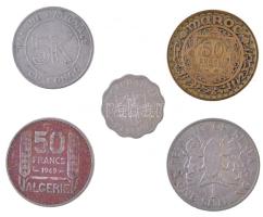 Vegyes 5db-os tétel benne: Algéria / Francia gyarmat 1949. 50F Cu-Ni + Marokkó / Francia protektorátus 1951. (1371) 50Fr Al-Br + Ghána 1967. 2 1/2P Cu-Ni + Kongó 1967. 5M Cu-Ni + Kenya 1971. 1Sh T:2,2- Mixed 5pcs of coins, with: Algeria / French Colony 1949. 50 Francs Cu-Ni + Morocco / French Protectorate 1951. (1371) 50 Francs Al-Br + Ghana 1967. 2 1/2 Pesewas Cu-Ni + Congo 1967. 5 Makuta Cu-Ni + Kenya 1971. 1 Shilling C:XF,VF