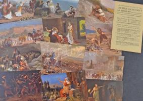 Ó- és Újszövetség képeslapokban, bibliai jelenetek, 10 részes sorozat (I. - X.), minden rész 12 lapp...