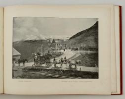 Album Interlaken Rhonegletscher & Furkastrasse, kb. 40 db ferliratozott fénykép, aranyozott, vör...