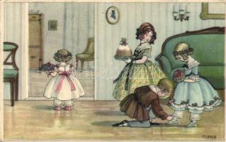 Children, Erika Nr. 1074. litho s: Pauli Ebner  (EK)