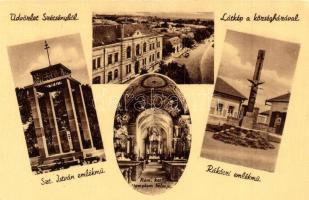 Szécsény, Szent István emlékmű, Rákóczi emlékmű, római katolikus templom belső, községháza, Tátrai Ferenc kiadása (EK)