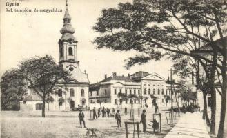 Gyula, Református templom és megyeháza, Leopold nyomda kiadása (EK)