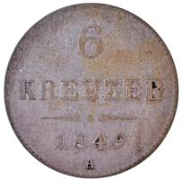 Ausztria 1849A 6kr Ag T:2- Austria 1849A 6 Kreuzer Ag C:VF Krause KM#2200