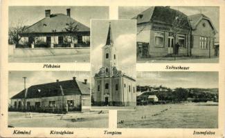 Kéménd, Kamendin, Kamenin; plébánia, szövetkezet, Iszomfalva, községháza / parish, cooperative shop, town hall