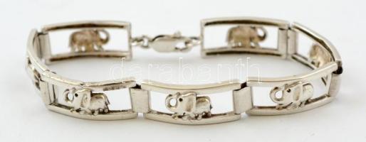 Ezüst(Ag) elefántos karkötő, jelzett, h: 18 cm, nettó: 14,5g