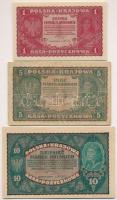 Lengyelország 1919. 1M + 5M + 10M + 100M + 500M T:II,III Poland 1919. 1 Marka + 5 Marek + 10 Marek + 100 Marek + 500 Marek C:XF,F