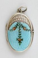 Ezüst(Ag) virágmintás zománccal díszített függő, jelzett, 3,3x2 cm, bruttó: 4,3 g