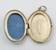 Ezüst(Ag) virágmintás zománccal díszített függő, jelzett, 3,3x2 cm, bruttó: 4,3 g