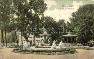 Kolozsvár, Cluj; Sétatéri részlet, szökőkút, D. K. Bp. / promenade, fountain (EK)