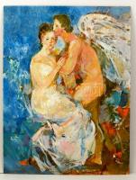 Gulyás Dénes (1927-2003): Angyali szerelem. Olaj, farost, jelzés nélkül,79×59 cm