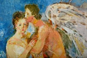 Gulyás Dénes (1927-2003): Angyali szerelem. Olaj, farost, jelzés nélkül,79×59 cm