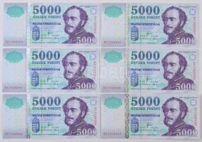 2010. 5000Ft "BA" (6x) sorszámkövetők T:I,II Hungary 2010. 5000 Forint "BA" (6x) sequential serials C:UNC,XF