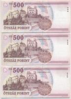 2001. 500Ft "EA" (3x) közte 2db sorszámkövető és 1db közeli sorszám T:I