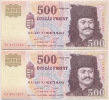 2001. 500Ft "EA" (2x) sorszámkövetők T:I