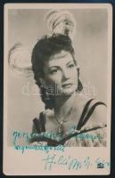 Szilágyi Szabó Eszter (1915-) színésznő dedikációja egy őt ábrázoló fotólapon, 13x9 cm.