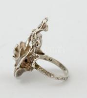 Ezüst(Ag) rózsa gyűrű, jelzett, méret: 57, nettó: 9,2 g