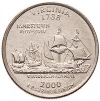Amerikai Egyesült Államok 1999-2008. 25c Cu-Ni 50 állam negyeddollárosok (50xklf) + 2000. 25c Cu-Ni 50 állam negyeddollárosok - Maryland mindegyik kapszulában, karton borítékban, tanúsítvánnyal T:1- USA 1999-2008. 25 Cents Cu-Ni 50 State Quarters (50xdiff) + 2000. 25 Cents Cu-Ni 50 State Quarters - Maryland all coins are in capsule, cardboard envelope and with certificate C:AU
