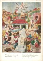 'Zörgő kelengye fogalom' / Hungarian humorous trousseau advertisement, dwarves, turtle s: Kaszás Jámbor (EK)