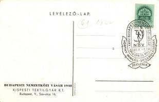 Kispesti "Kistext" Textilgyár Rt. reklámlapja, Kanitz C. és Fiai kiadása / Budapest textil...