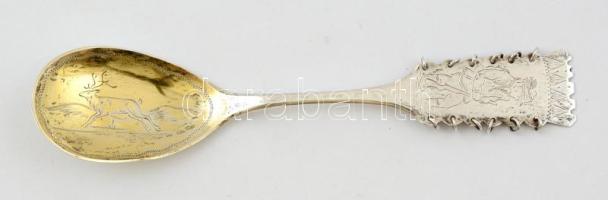 Ezüst(Ag) svéd vadászkanál, jelzett, h: 17,5 cm, nettó: 30,2 g