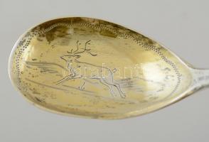 Ezüst(Ag) svéd vadászkanál, jelzett, h: 17,5 cm, nettó: 30,2 g
