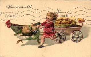 4 db RÉGI üdvözlőlap, Újév, Húsvét, Karácsony, köztük két litho és egy sziluett képeslap / 4 pre-194...