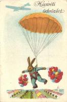 4 db RÉGI üdvözlőlap, Újév, Húsvét, Karácsony, köztük két litho és egy sziluett képeslap / 4 pre-194...