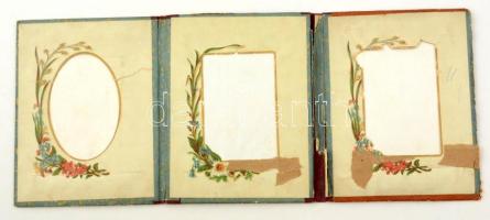 Vadászjelenettel díszített borítójú régi fényképtartó, 4 férőhellyel, kis sérüléssel