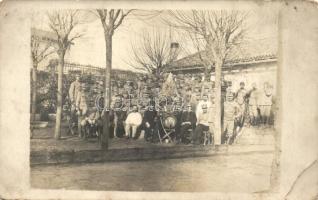 1916 Pola, első világháborús K.u.K. haditengerészek csoportképe / WWI K.u.K. Kriegsmarine, mariners group photo, 'K.u.K. Bespannungsabteilung Nr. 4.' Marinefeldpost , photo (EK)