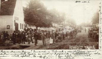 1899 Tab, Községi tejszövetkezet, utcakép piaccal, 2 Ga. photo (r)