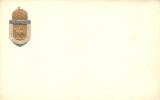 Nemzeti Áldozatkészség Szobor segélylap / Hungarian charity card, coat of arms, golden Emb. (EK)