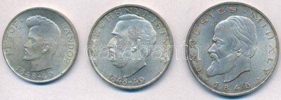 1948. 5Ft Ag "Petőfi" + 10Ft Ag "Széchenyi" + 20Ft Ag "Táncsics" - "Szabadságharc sor" T:2 ü.  Adamo EM1, EM2, EM3