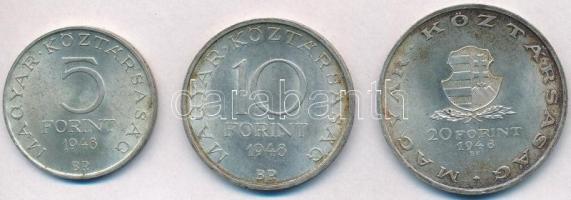 1948. 5Ft Ag "Petőfi" + 10Ft Ag "Széchenyi" + 20Ft Ag "Táncsics" - &qu...