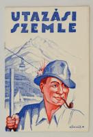 1933 az Utazási szemle / Reiserundschau júniusi lapszáma, érdekes írásokkal, a címlapot Kónya Zoltán (1891-?) tervezte, tűzött papírkötésben, jó állapotban.