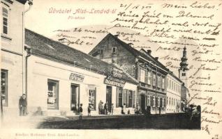 Alsólendva, Dolnja Lendava; Fő utca, Vidéki Takarékpénztár, Balkányi Ernő könyvnyomdája és saját kiadása / main street, savings bank, printing shop (Rb)