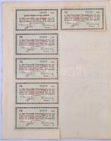 Kiskőrös 1930. "Első Dunavidéki Takarékpénztár" részvénye 50P-ről, szelvényekkel, szárazpe...