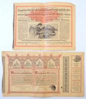 7db-os vegyes értékpapír és sorsjegy tétel, benne: Budapest 1903. "Magyar Korona Országai 4%-ka...