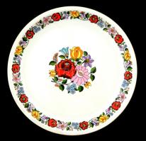 Kalocsai porcelán nagy tál, kézzel festett, jelzett, hibátlan, d: 26 cm