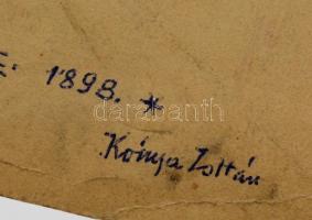 Kónya Zoltán (1891-?): Debrecen címere 1898, vegyes technika, papír, jelzett, 22,5×13,5 cm