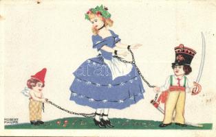 Lady in chains, children dressed as soldiers, B. K. W. I. 669-2 s: Robert Philippi (EK)