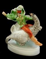 Herendi János vitéz, kézzel festett, jelzett, hibátlan, m:20 cm, h:17 cm